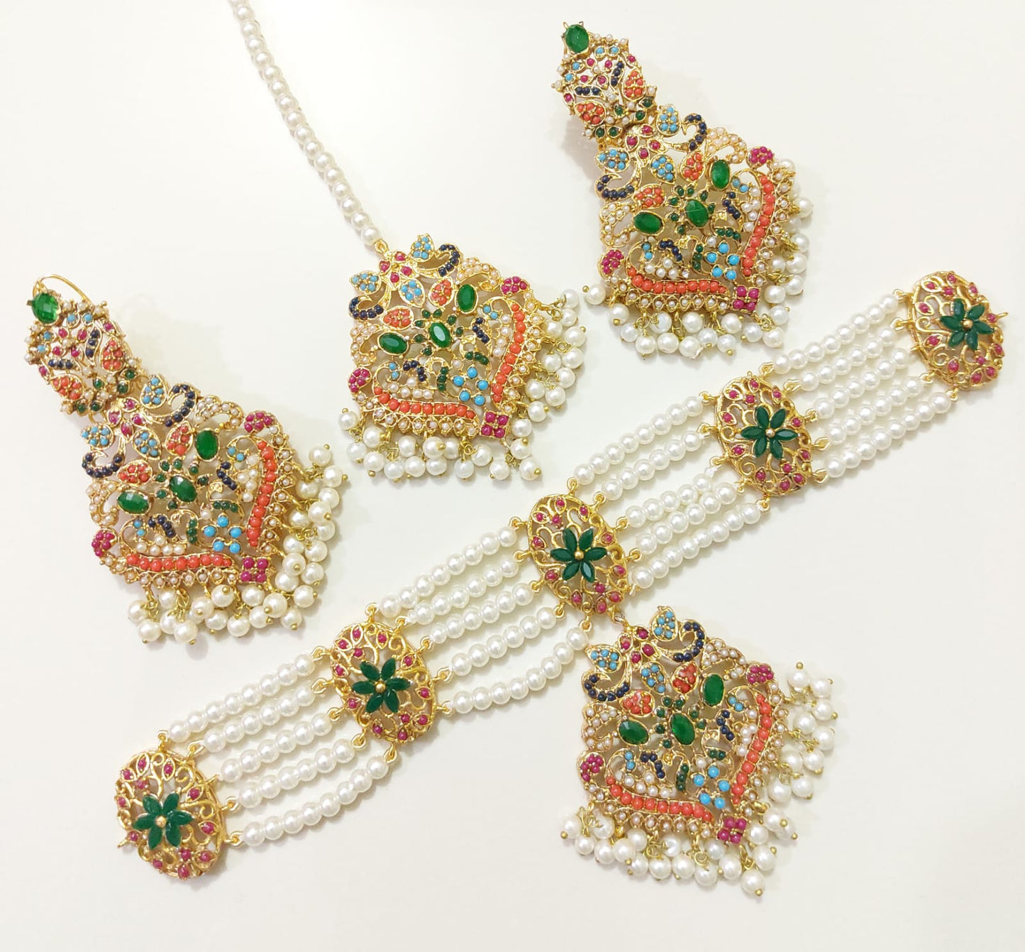 Elegant Multicolor Tone Wedding Choker Set