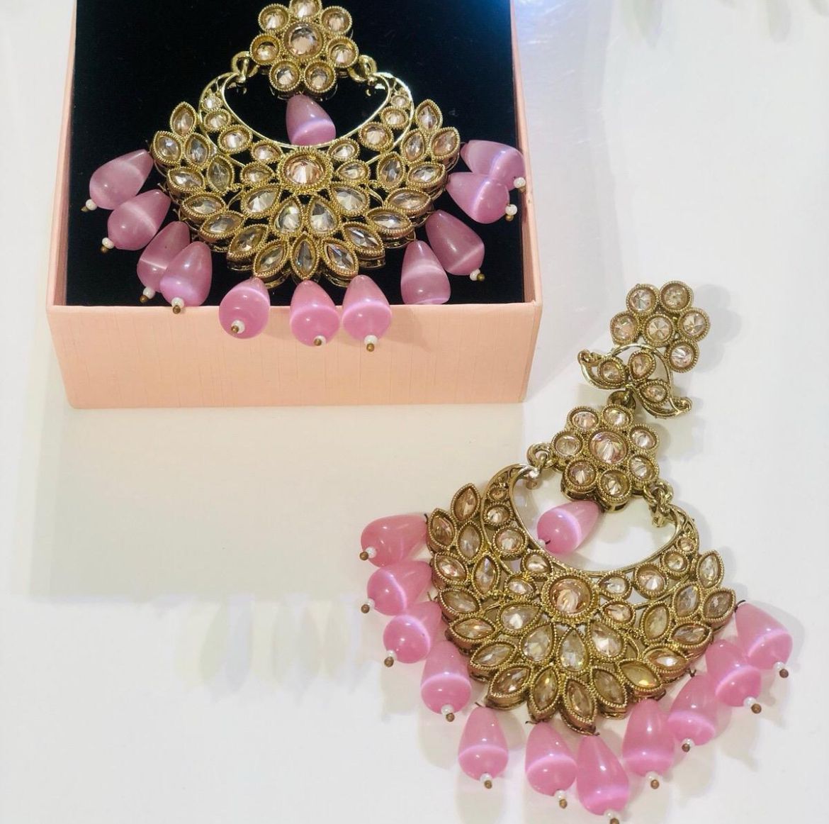 Rani Earrings in Pink and Gold