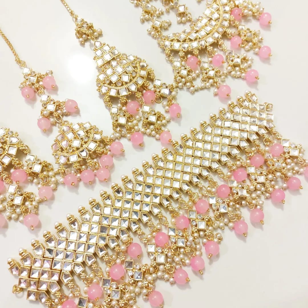 Semi Bridal Set With Choker Tikka, Jhumar and Earrings