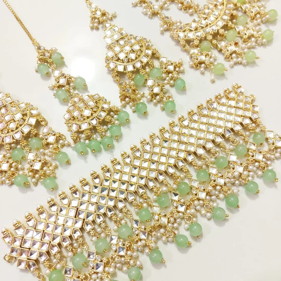 Semi Bridal Set With Choker Tikka, Jhumar and Earrings